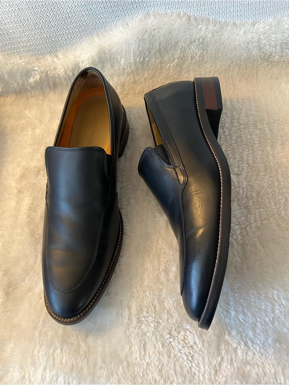 Cole Haan Black Leather Slip-On Dress Loafers